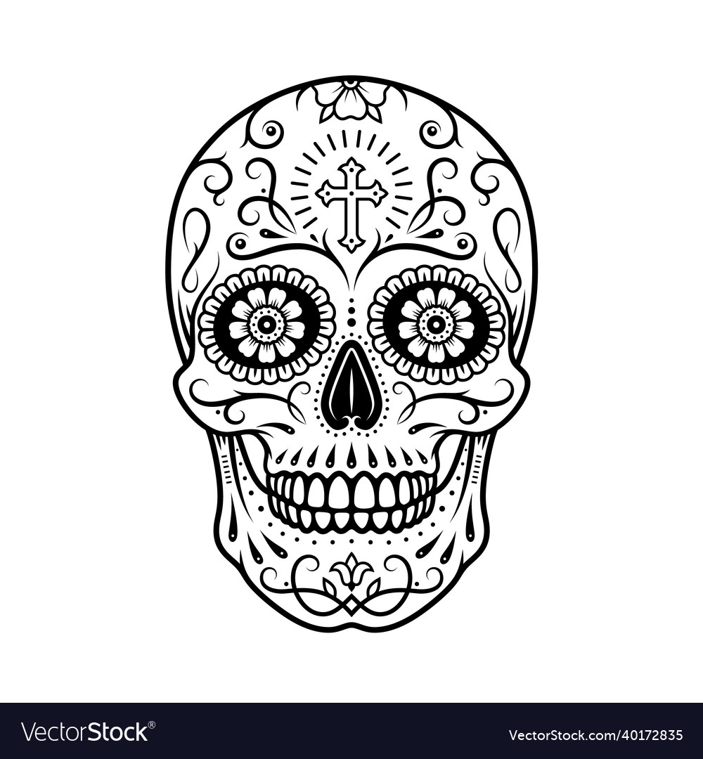 Sugar skull stencil vector images