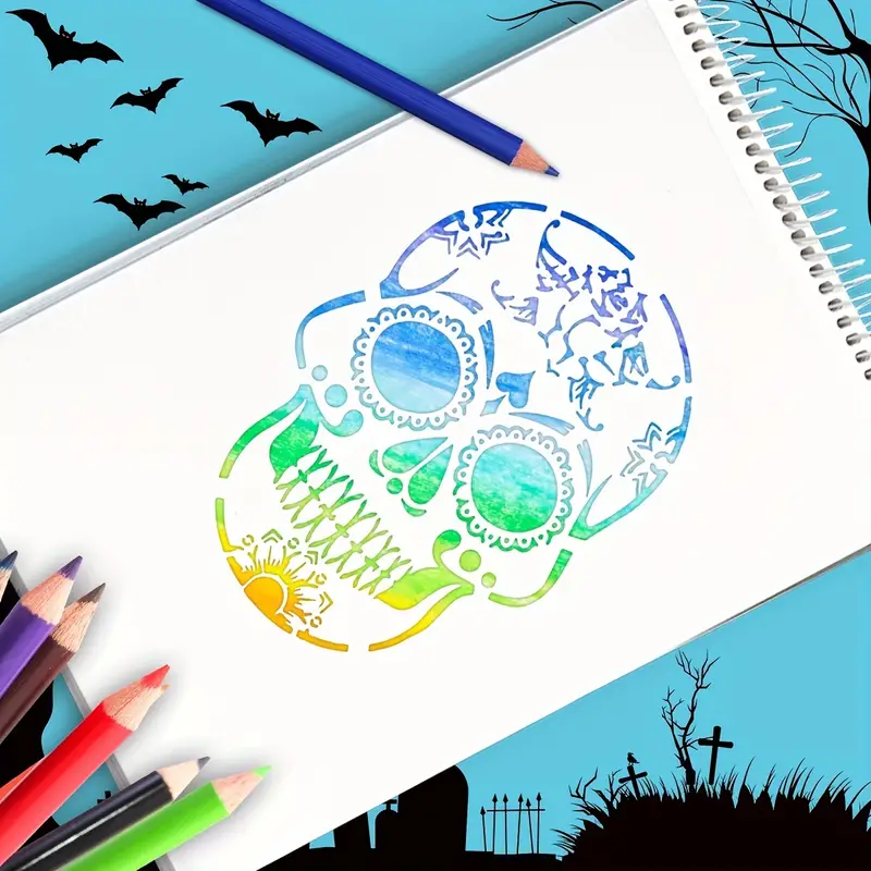 Journal stencils creative skull drawing template stencils for journaling notebook diary scrapbook