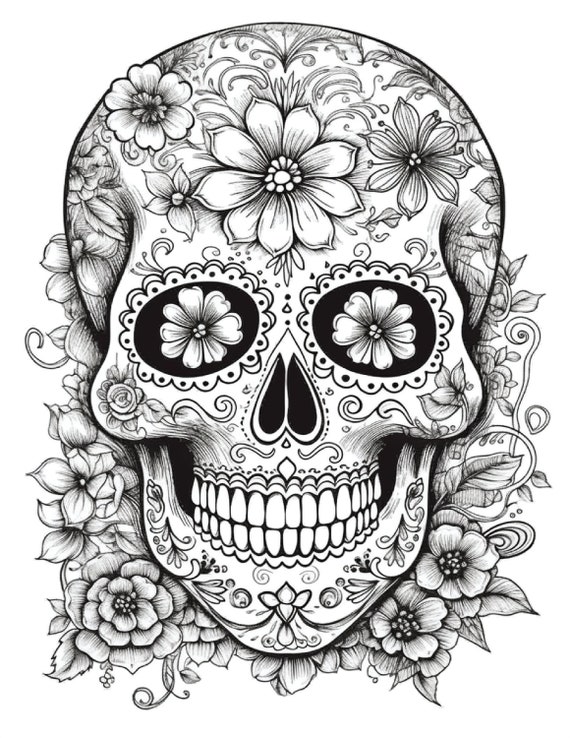 Sugar skulls coloring pages for adults volume perfect for dia de los muertos halloween and just for fun