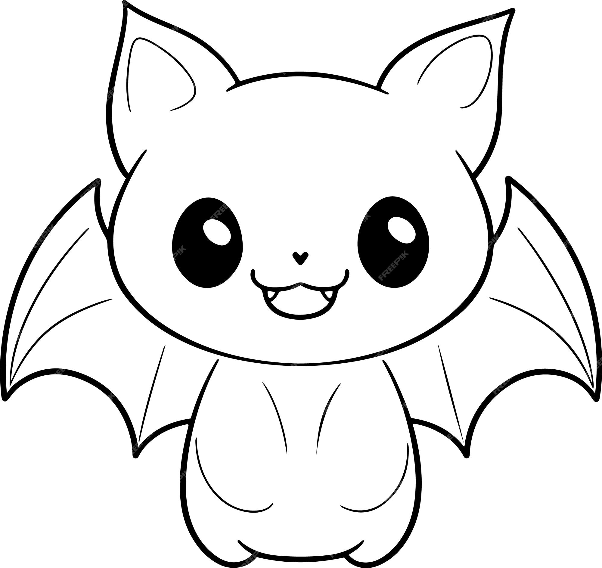 Premium vector bat vector illustration black and white halloween bat coloring book or page for children