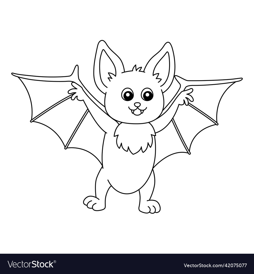 Bat animal coloring page isolated for kids vector image