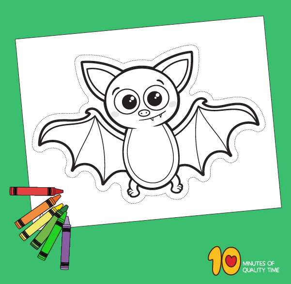 Bat coloring page for halloween â minutes of quality time