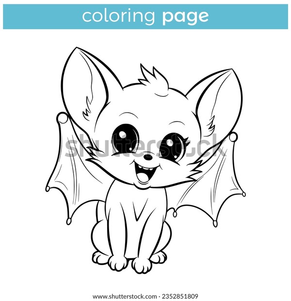 Simple cute bat animal coloring page stock vector royalty free