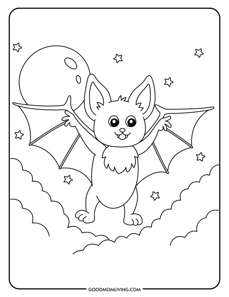 Bat coloring pages for kids free printable