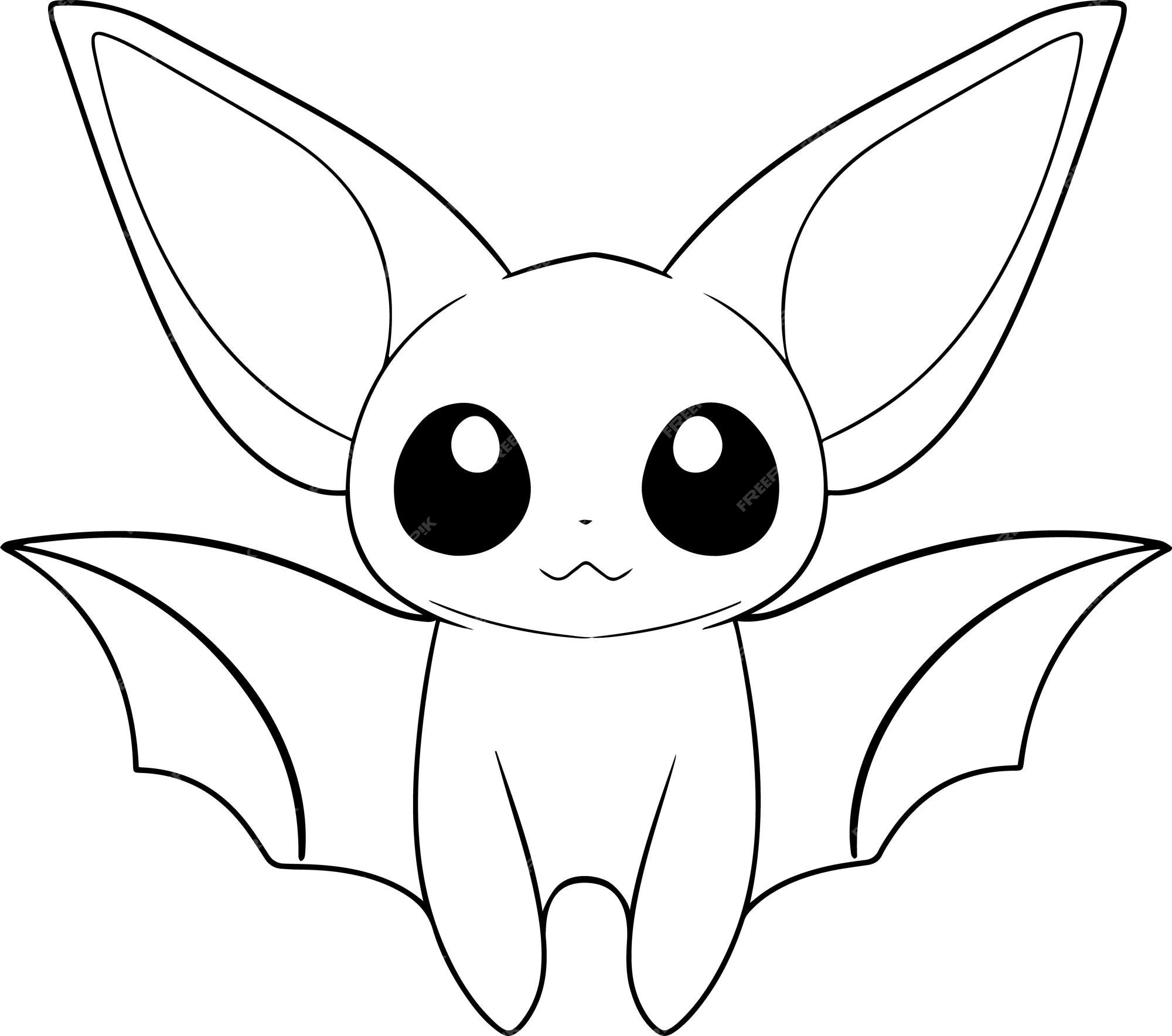 Premium vector bat vector illustration black and white halloween bat coloring book or page for children