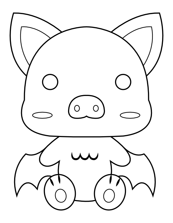 Printable kawaii bat coloring page