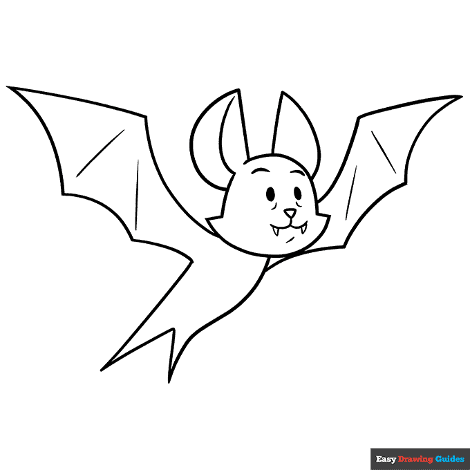 Easy cartoon bat coloring page easy drawing guides