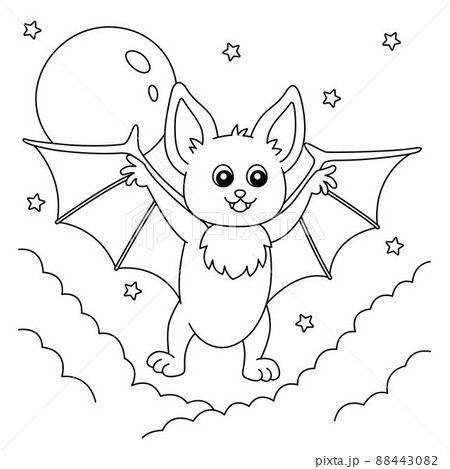 Bat animal coloring page for kids