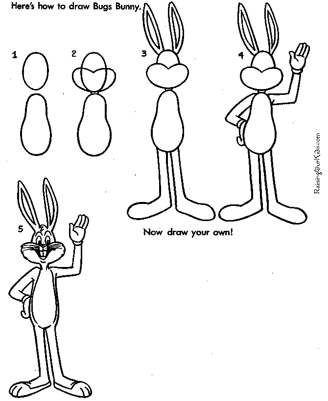 How to draw bugs bunny