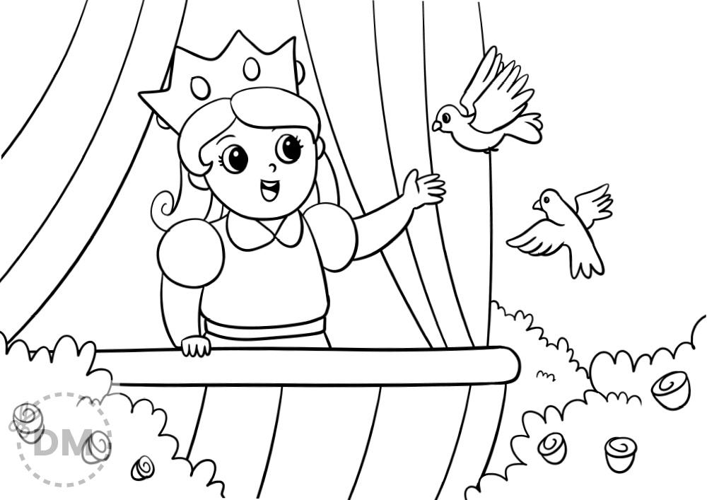 Beautiful princess coloring page for kids