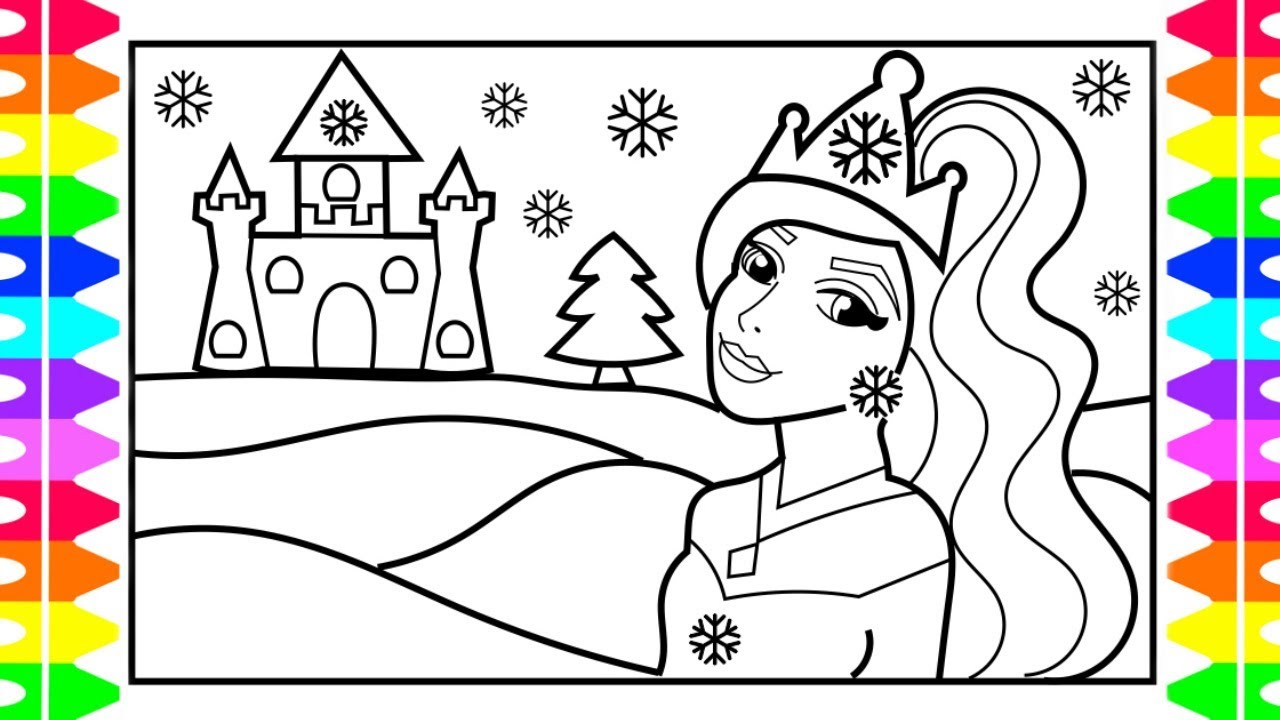 How to draw a âï winter ð princess step by step for kids princess coloring page for children
