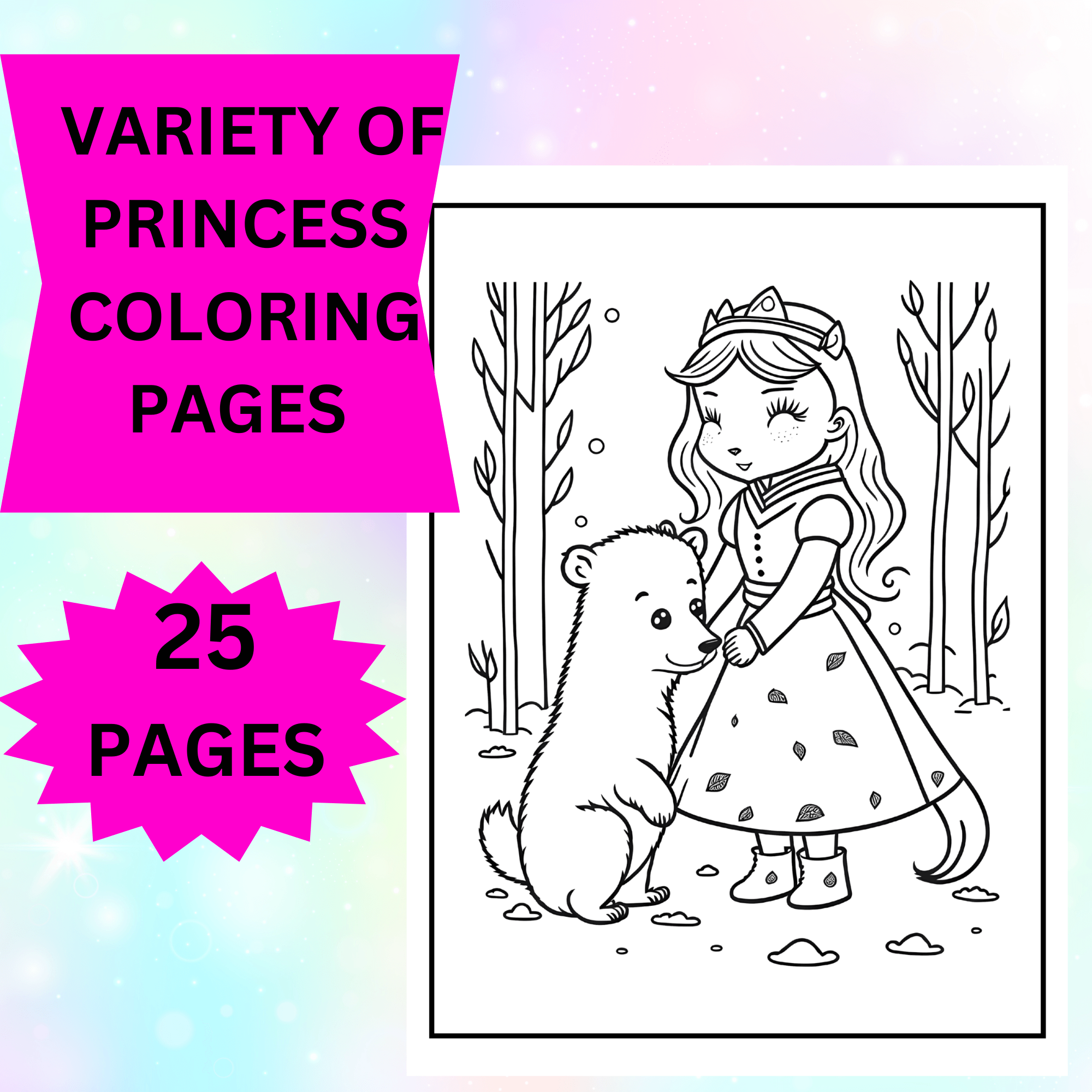 Beautiful and high quality variety princess coloring pages for kids made by teachers