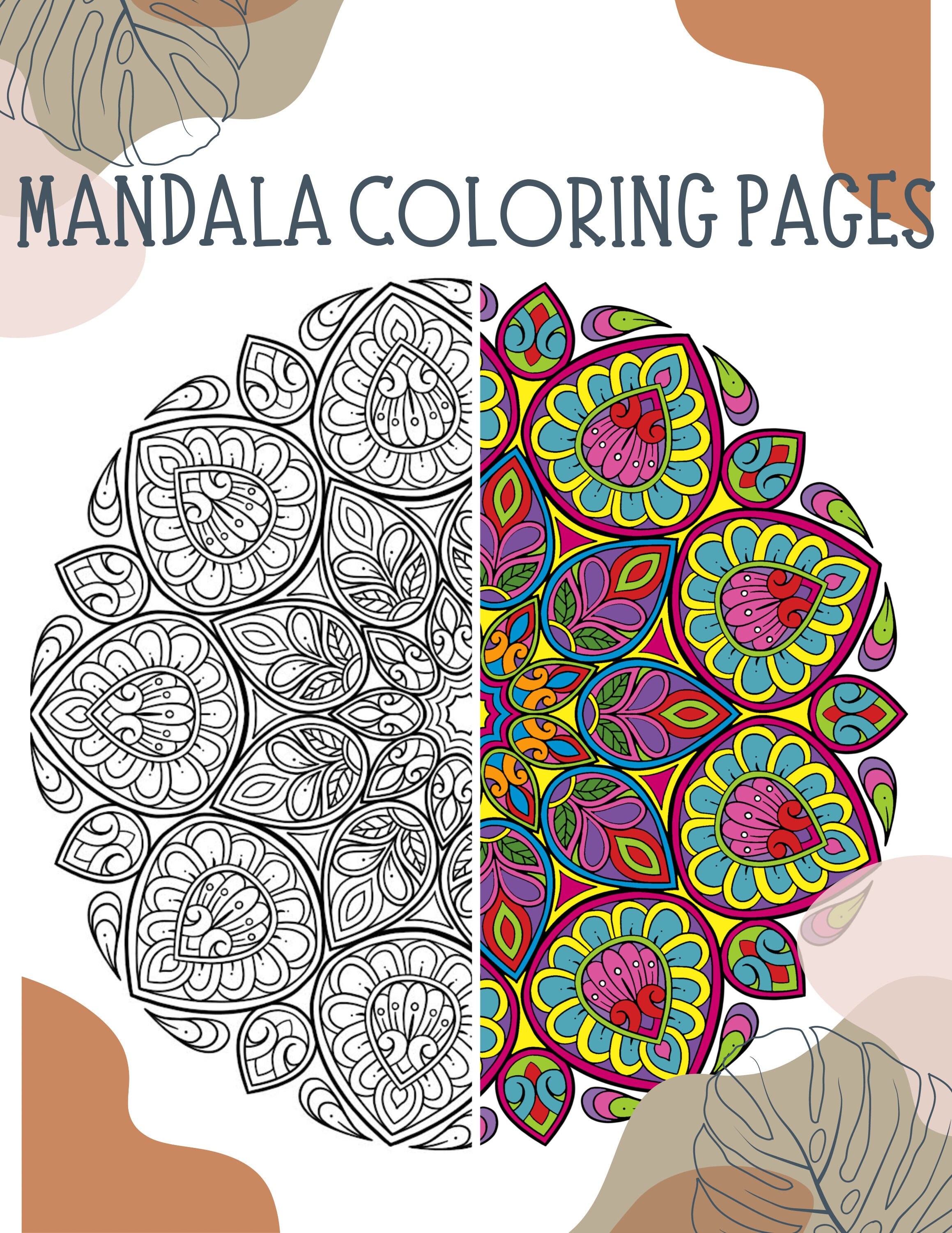 Mandala coloring pages digital download adult coloring page kids summer activity relaxing printable mandala coloring sip and paint party