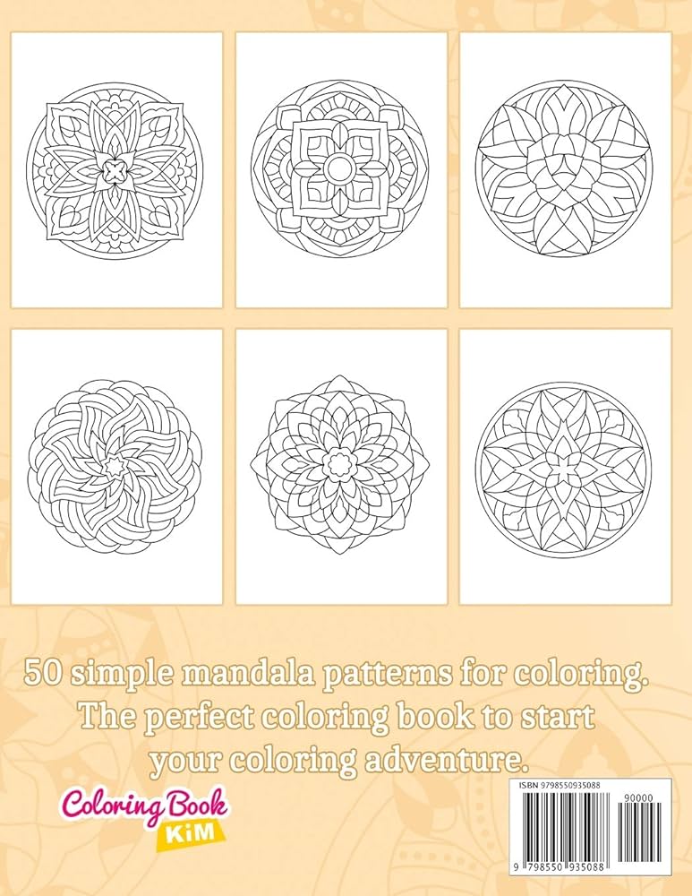 Simple mandalas coloring book with easy and simple mandala patterns for kids or adults kim coloring book books