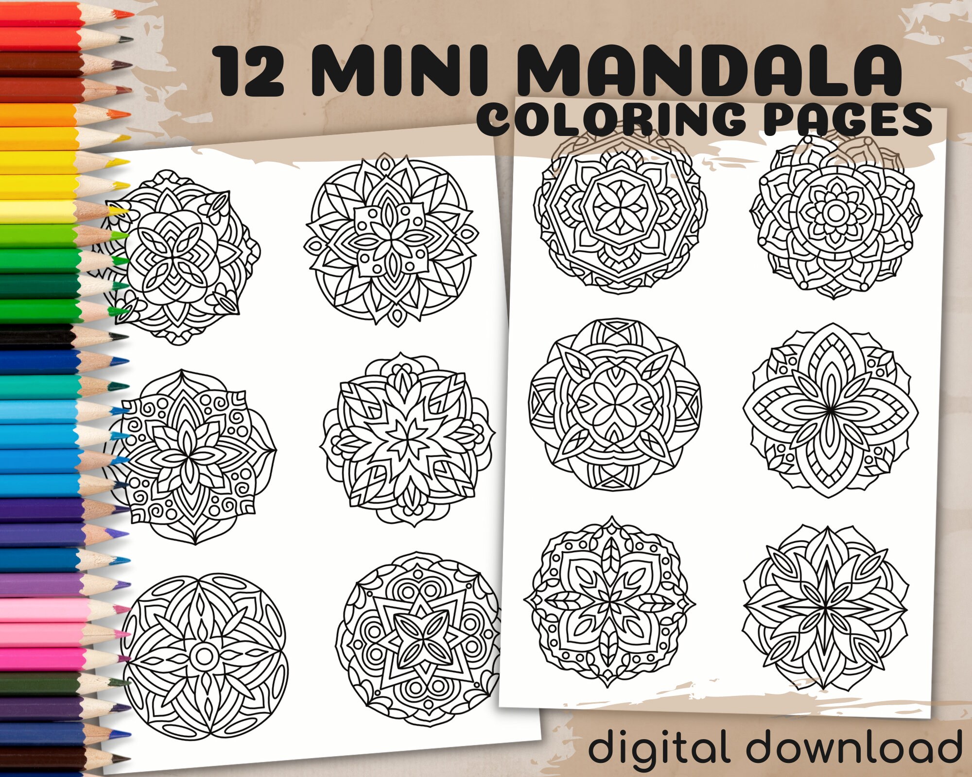 Mini mandalas printable coloring pages adult coloring book simple mandala designs easy to color mandalas digital artwork