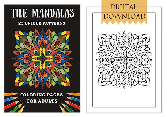 Tile mandala adult coloring book printable coloring pages