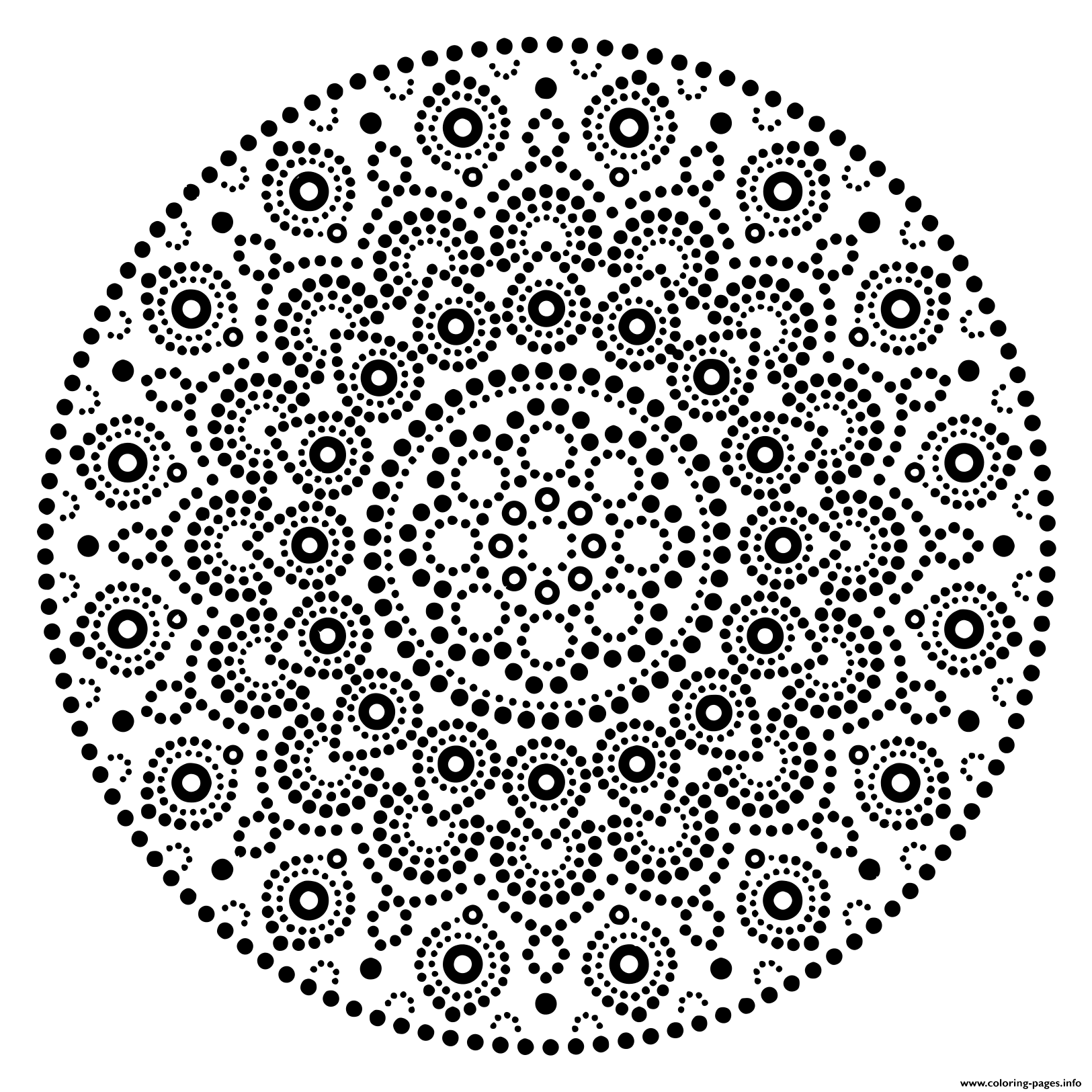 Mandala design dots pattern coloring page printable