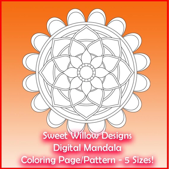 Digital mandala design coloring pageprintable set for mandala dot painting coloring and doodling and formats included