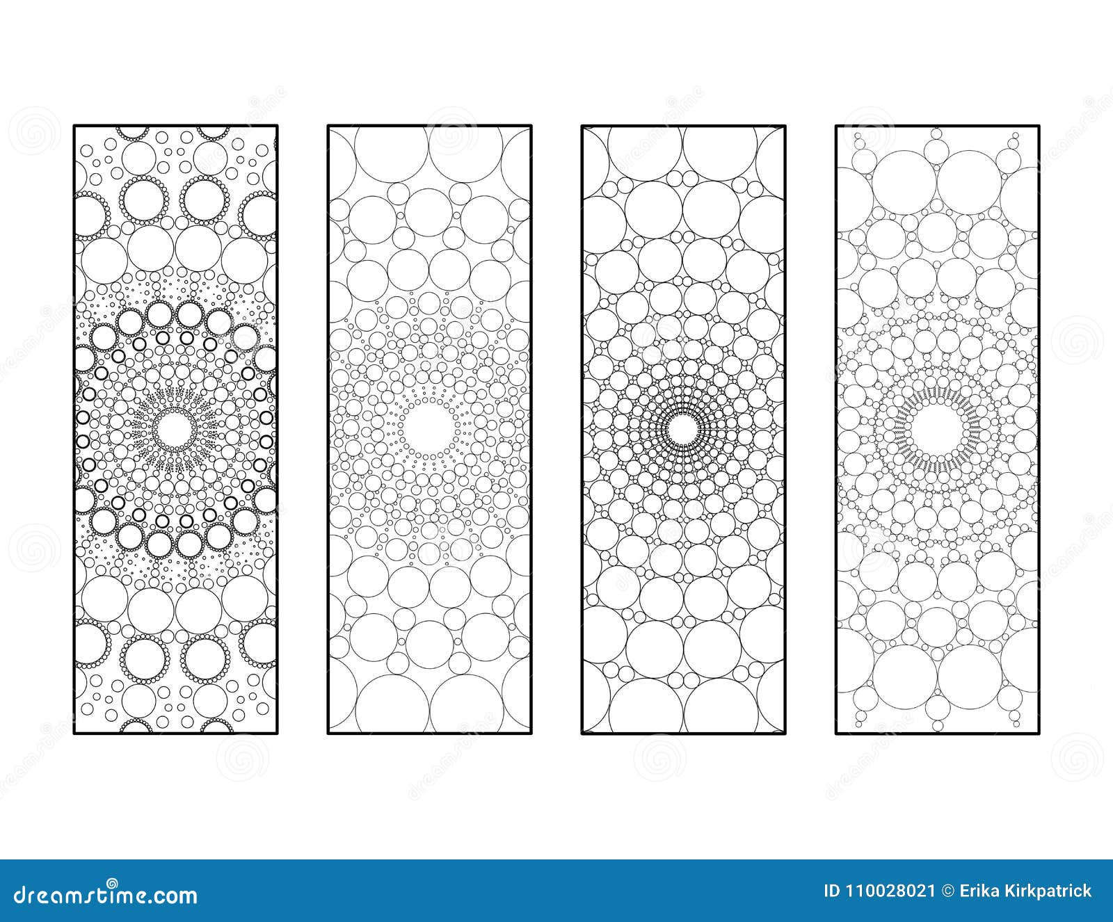 Mandala dots bookmarks coloring page stock illustration