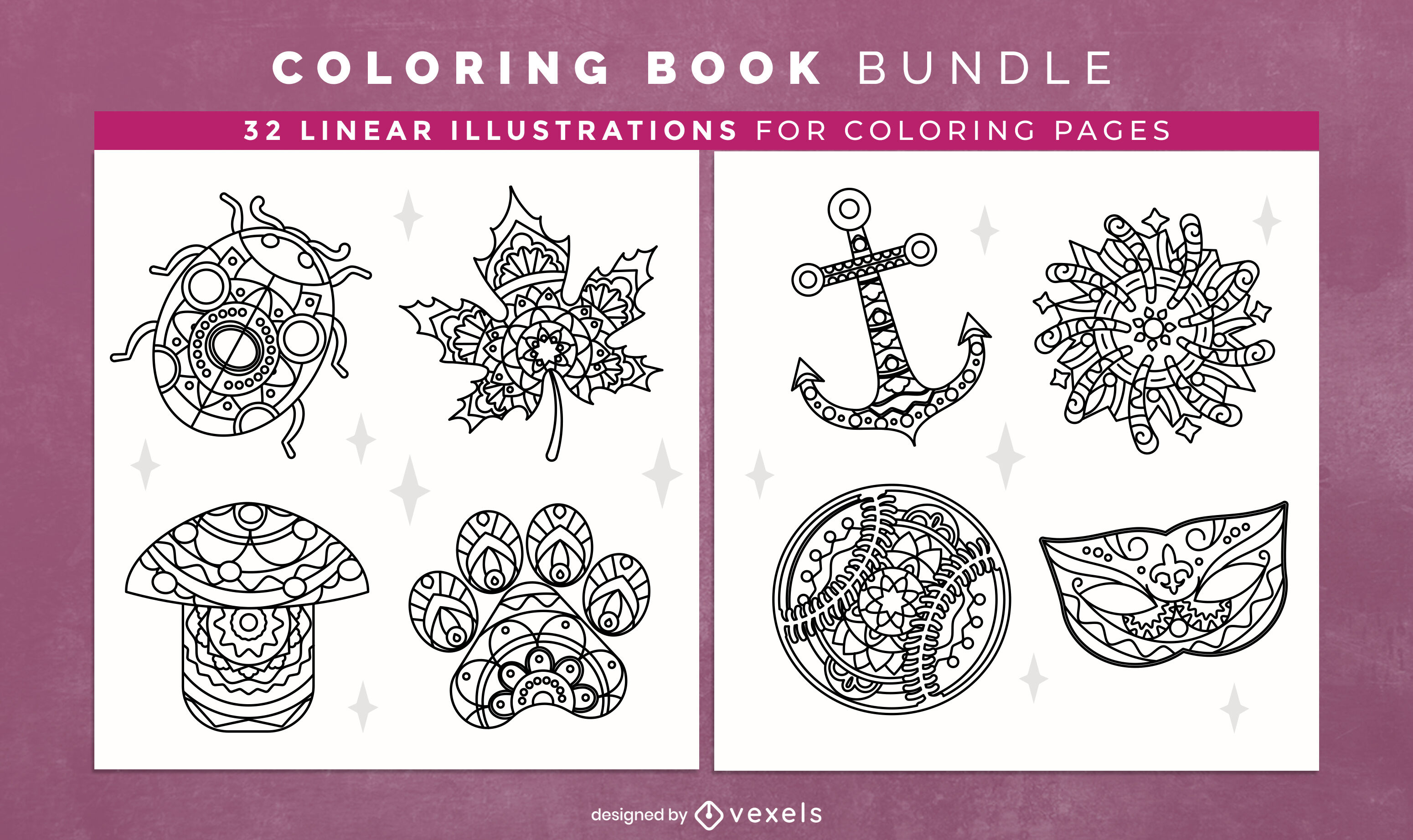 Mandala elements coloring book design pages vector download