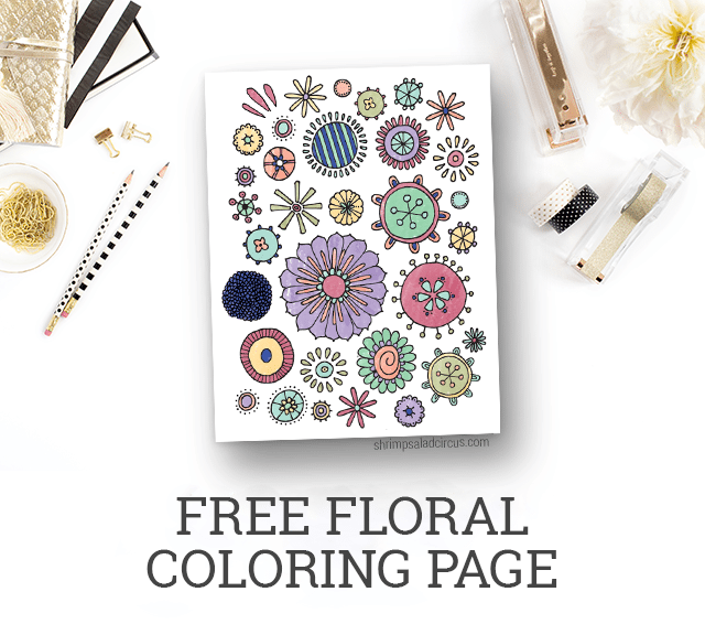 Free floral coloring page printable