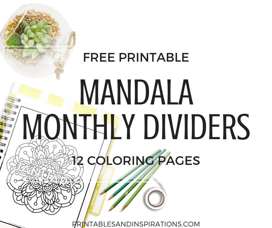 Free printable mandala coloring monthly pages