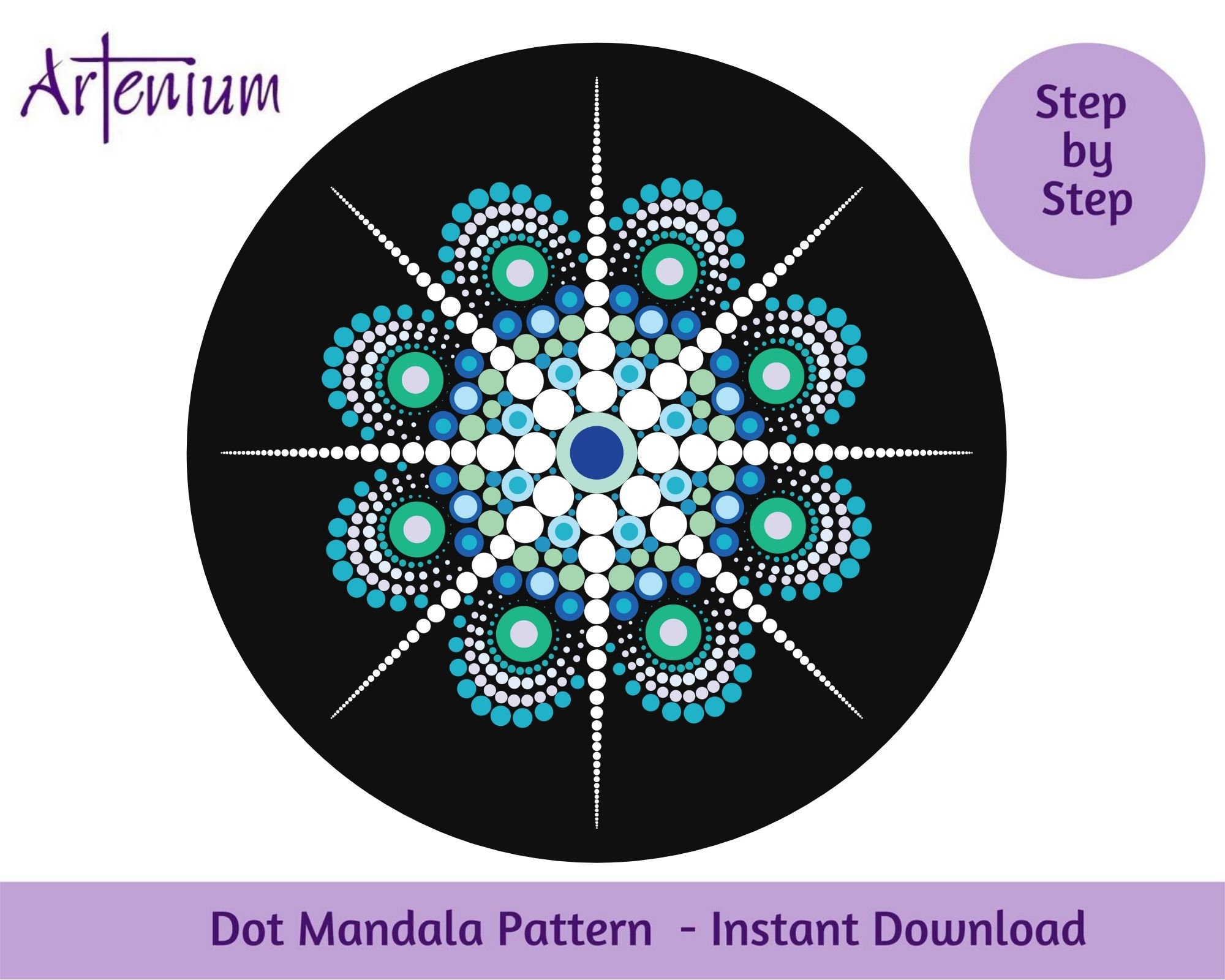 Dot mandala pattern digital pattern dot art guide mandala template dot mandala painting download now