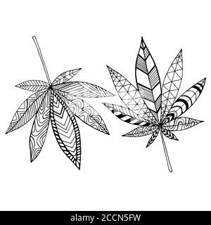 Marijuana leaf indica doodle icon vector color illustration stock vector image art