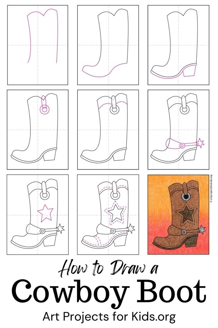 Easy how to draw cowboy boots tutorial and cowboy boot coloring page easy drawings simple doodles coloring pages