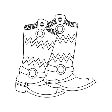 Cowboy boot coloring page cliparts stock vector and royalty free cowboy boot coloring page illustrations