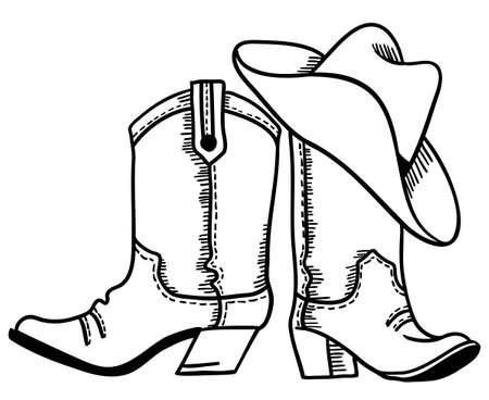 Cowboy boot coloring page cliparts stock vector and royalty free cowboy boot coloring page illustrations