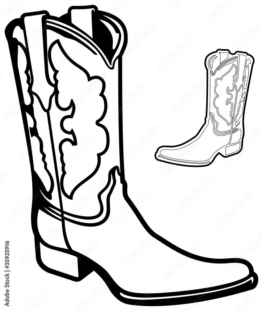 Cowboy boot cartoon vector graphic illustration set vector