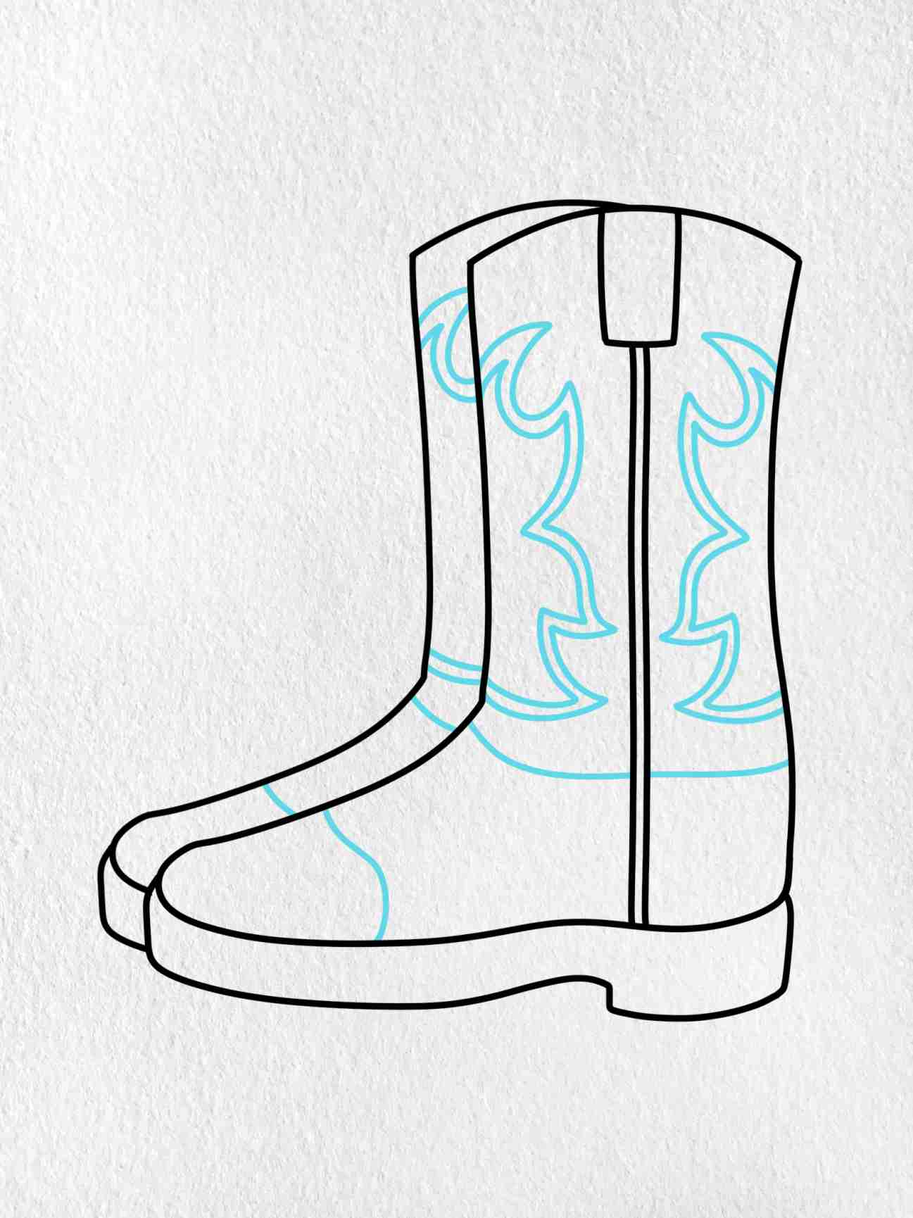 Draw cowboy boots