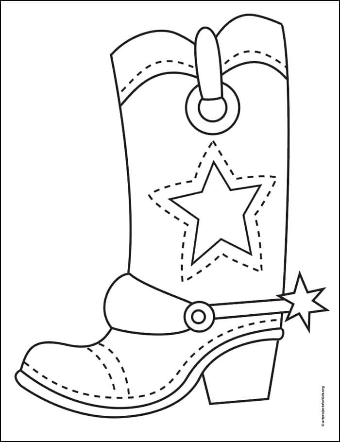 Easy how to draw cowboy boots tutorial and cowboy boot coloring page kids cowboy boots cowboy boot crafts girl cowboy boots