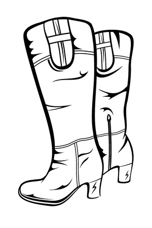 Cowboy boot coloring page cliparts stock vector and royalty free cowboy boot coloring page illustrations