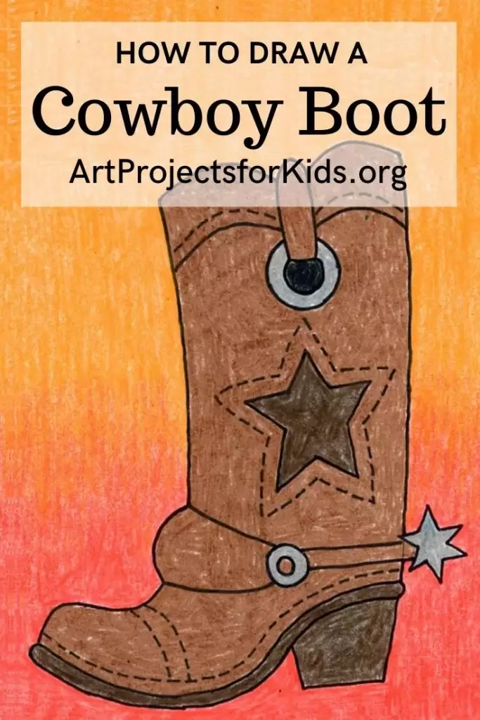 Easy how to draw cowboy boots tutorial and cowboy boot coloring page