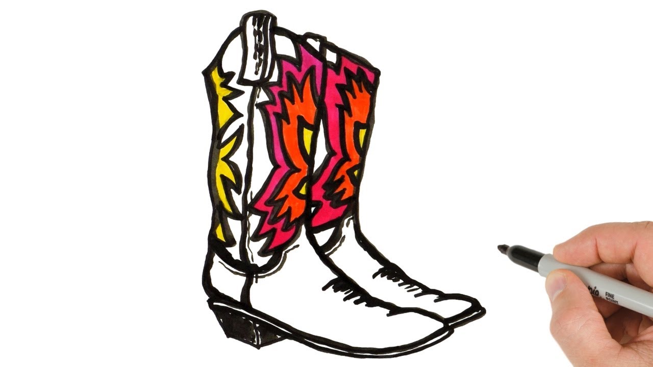 How to draw cowboy boots ink drawing tutorial