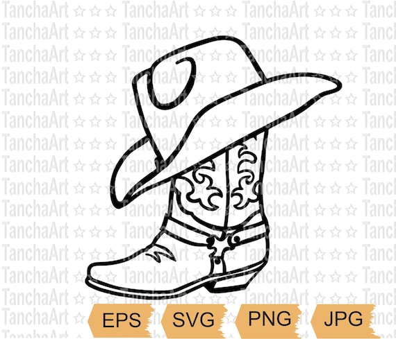 Cowboy boots svg cowboy hat print art vector for tshirt country western boots svg texas printable file cut file american wild west rodeo