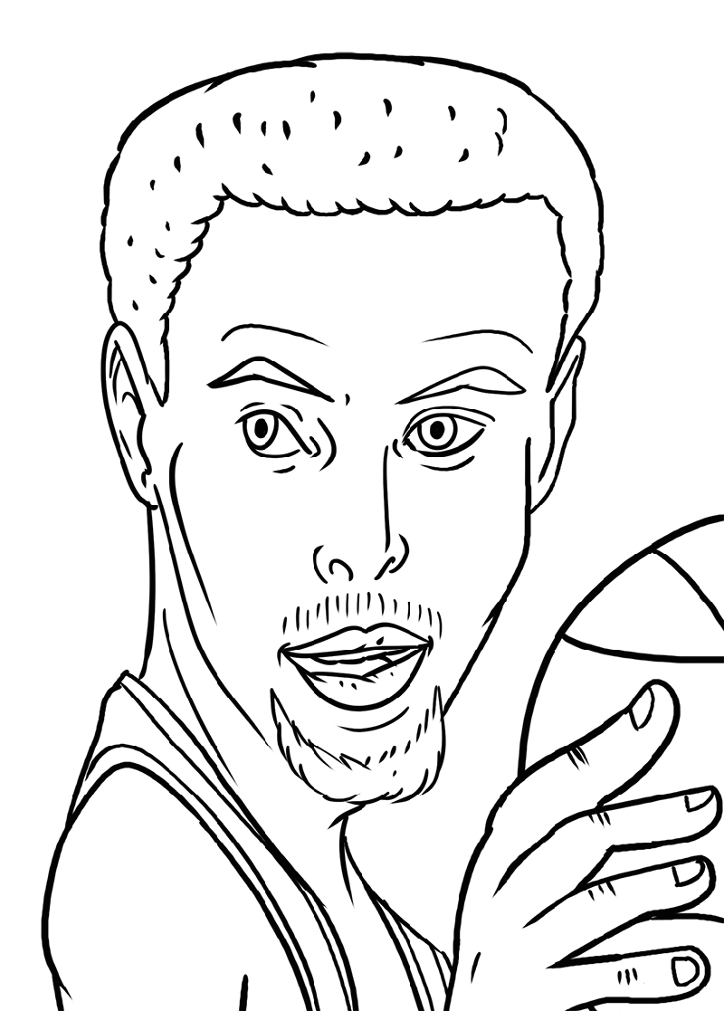 Cartoon stephen curry coloring pages basketball educative printable monster coloring pages coloring pages sports coloring pages