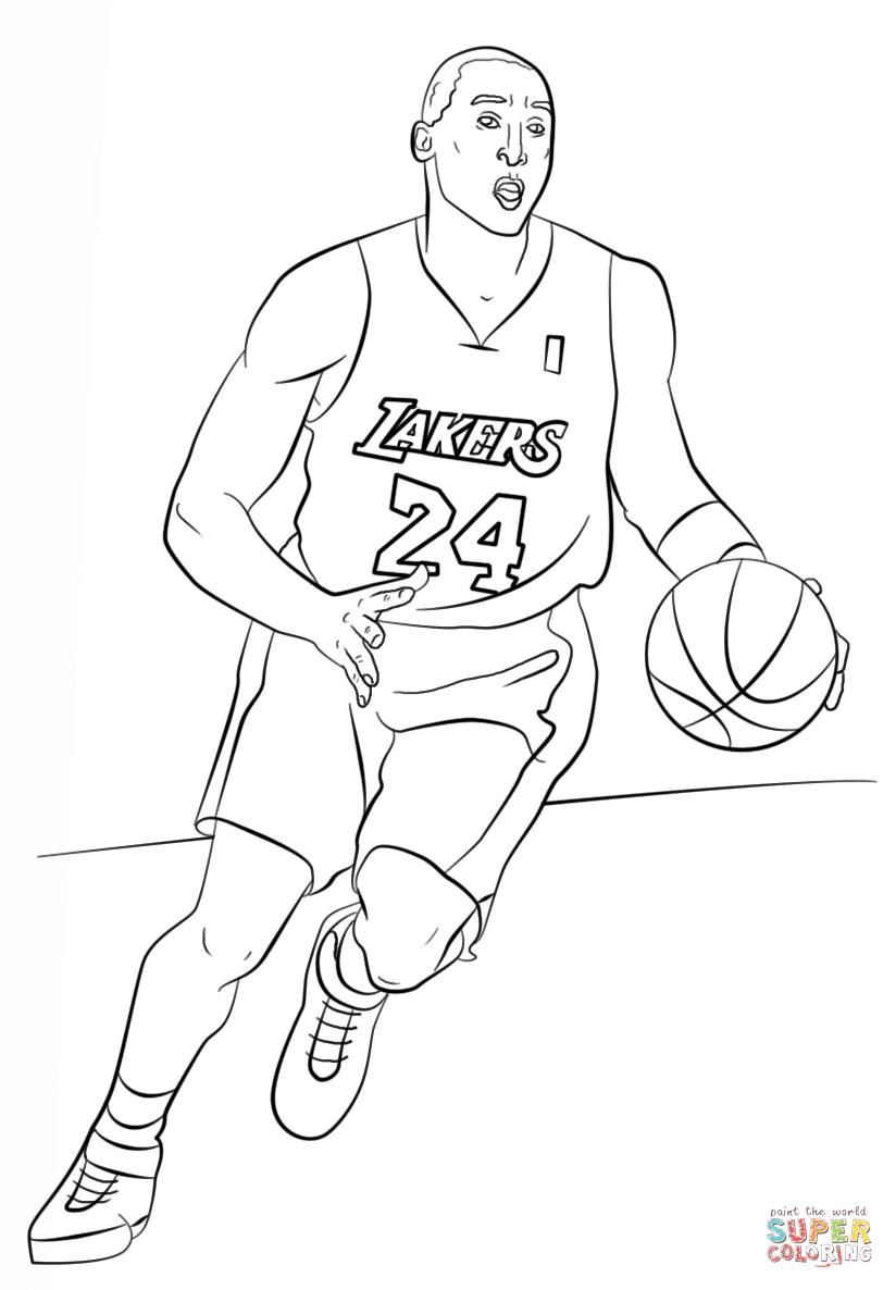 Kobe bryant coloring page free printable coloring pages