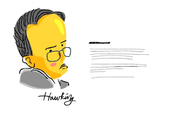 Premium vector stephen hawking in yellow and black sketch