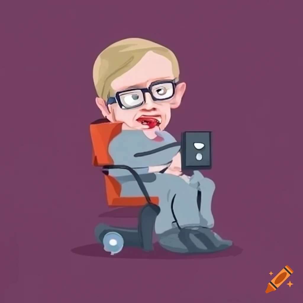 Stephen hawking in cute cartoon style on