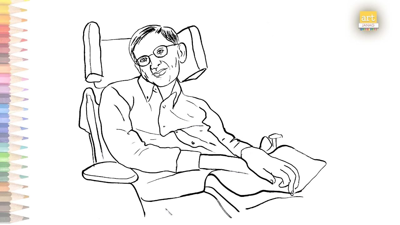 Stephen hawking drawing easy how to draw stephen hawking step by step