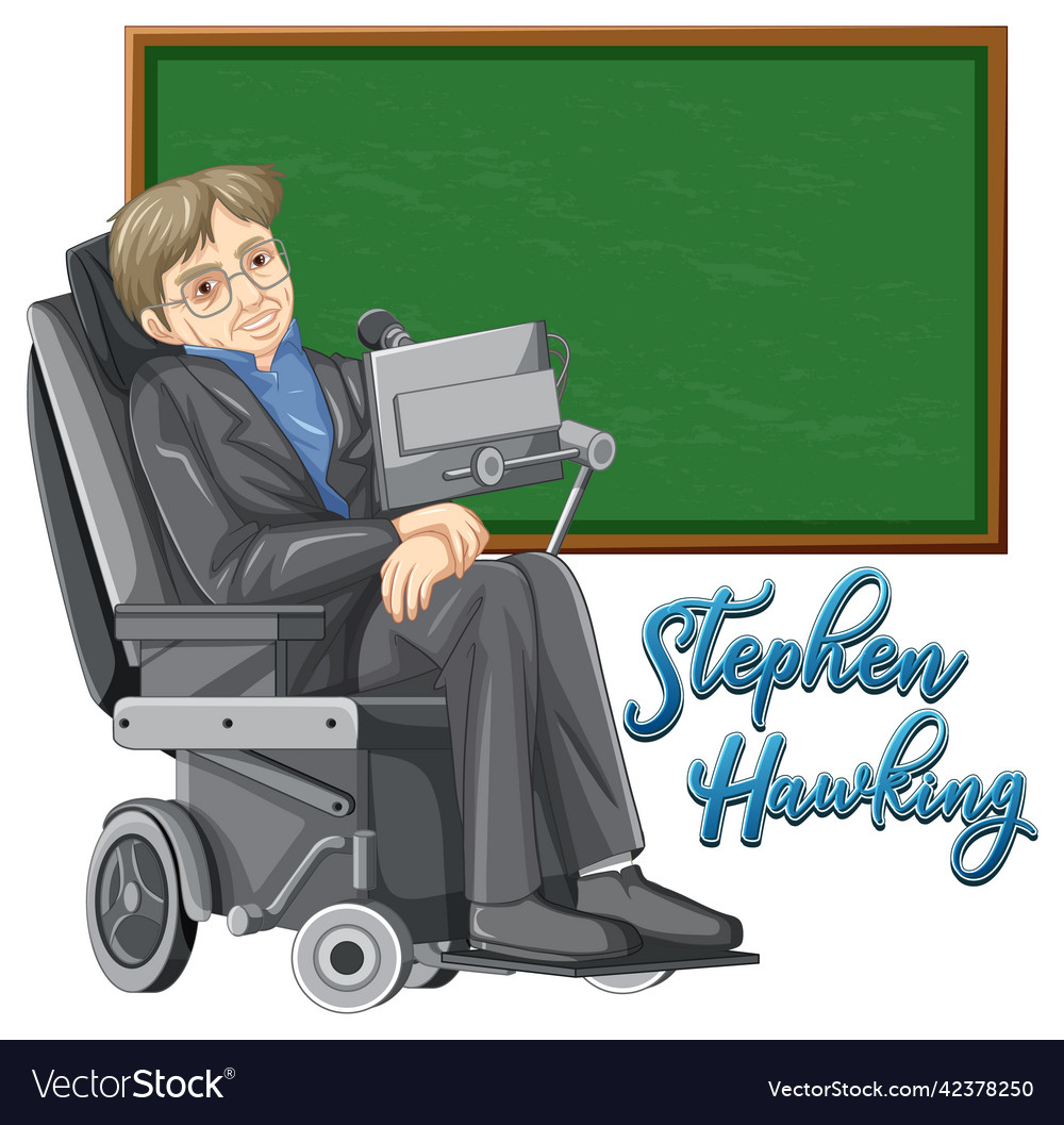 Stephen hawking cartoon character royalty free vector image