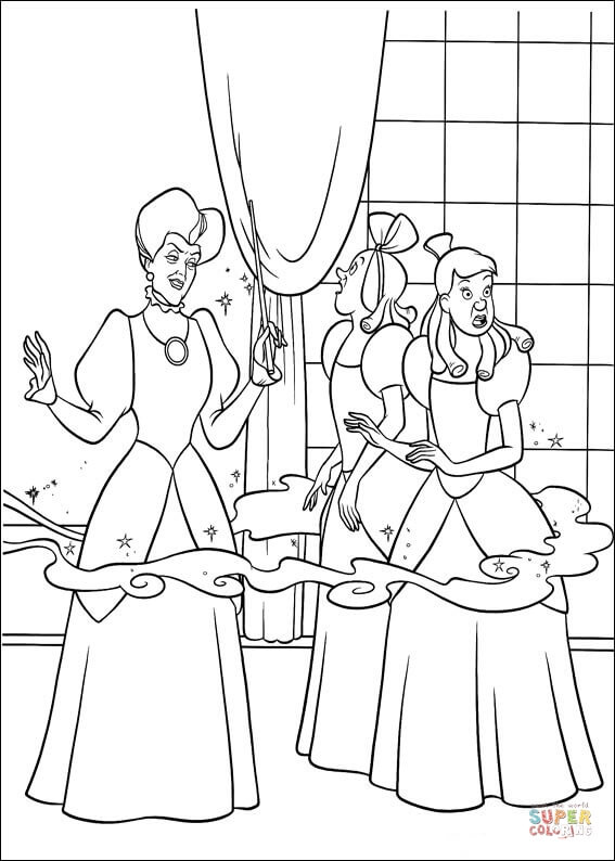 Cinderellas stepmother changes her house coloring page free printable coloring pages