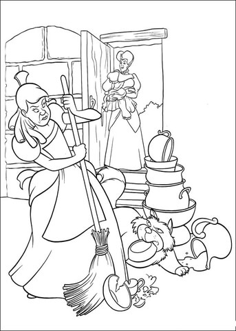 Cinderellas sister broke a lot of items coloring page free printable coloring pages