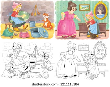 Cinderella fairy tale coloring page coloring stock illustration