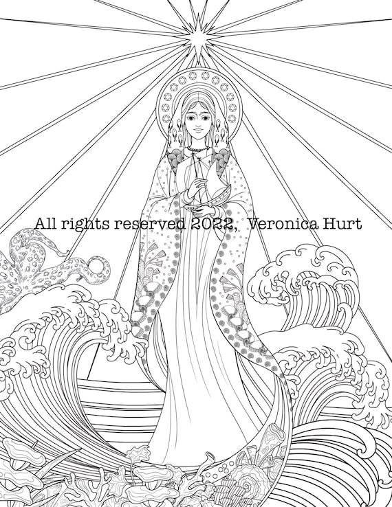 Mother mary coloring page our lady star of the sea stella maris coloring page for catholic adults