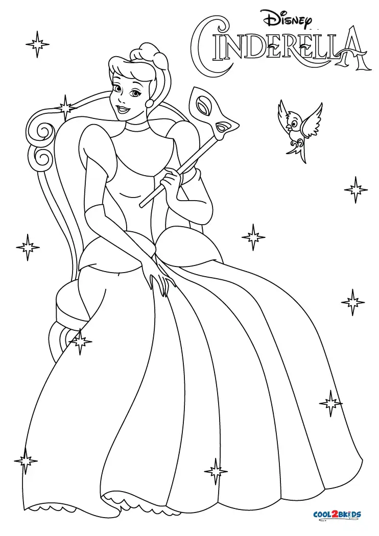 Free printable cinderella coloring pages for kids