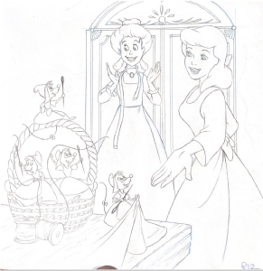 Disney disney yearbook cinderella story home is where the friends are illustration art